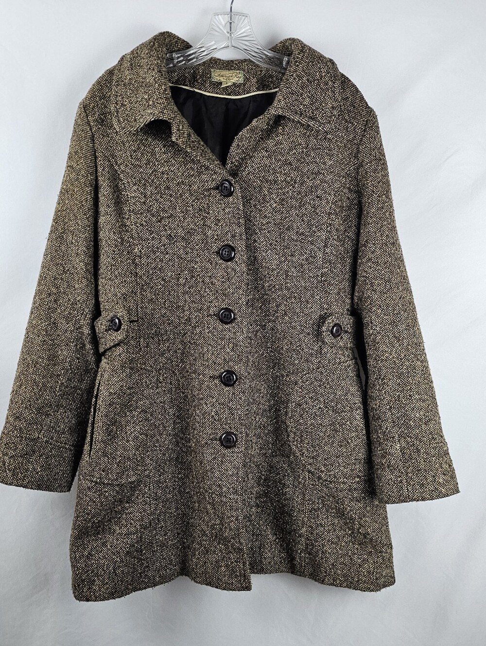 American Rag Tweed Peacoat Women's Lg Wool Dark Academia Old Money